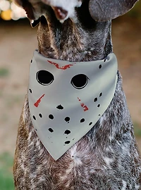 Friday The 13th Hockey Mask Close Up Black Slip On Collar Pet Bandana - Bandana Only