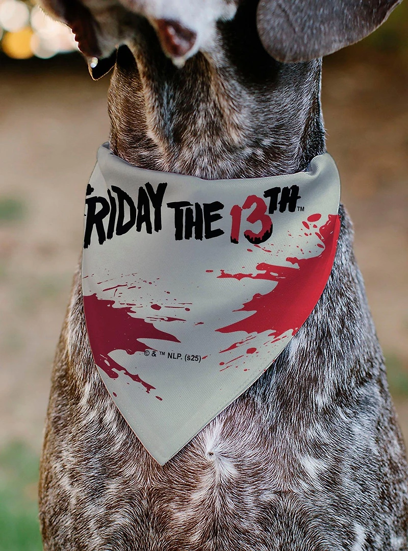 Friday The 13th Hockey Mask Close Up Black Slip On Collar Pet Bandana - Bandana Only