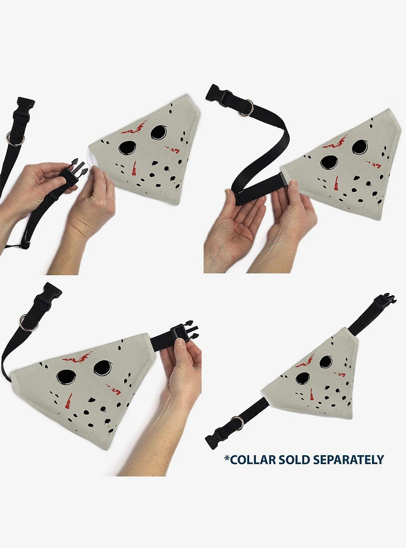 Friday The 13th Hockey Mask Close Up Black Slip On Collar Pet Bandana - Bandana Only