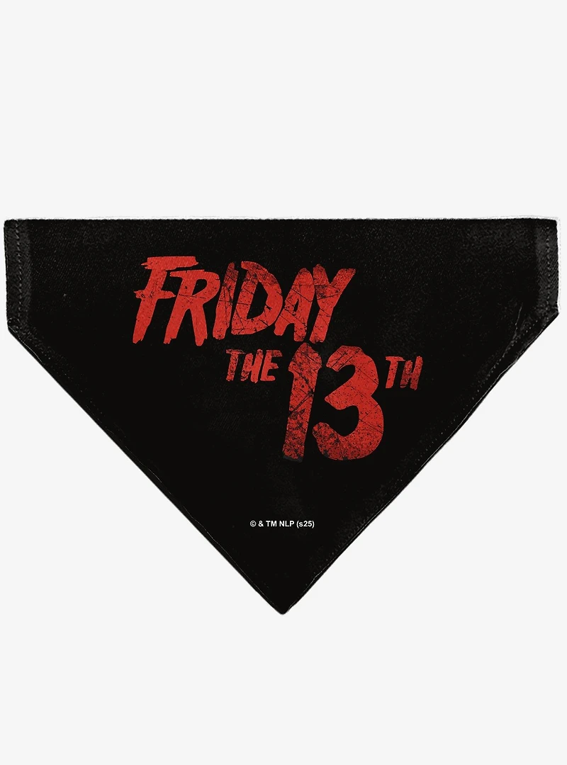 Friday The 13th Jason Pose and Title Black Slip On Collar Pet Bandana - Bandana Only