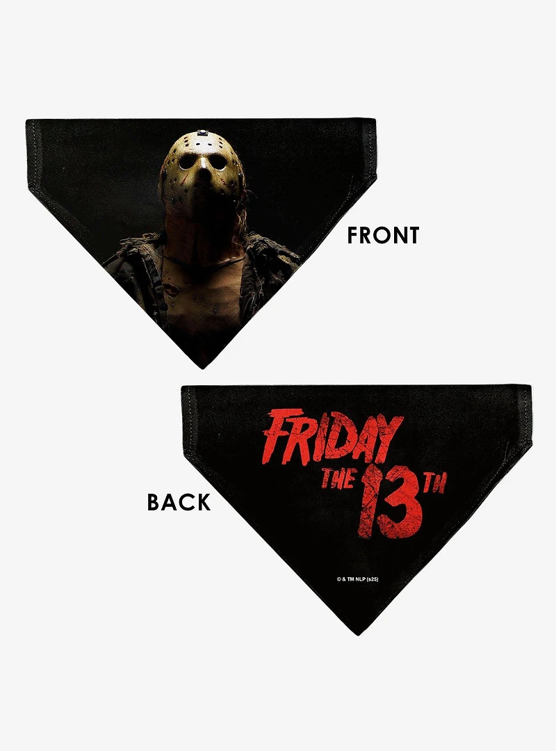 Friday The 13th Jason Pose and Title Black Slip On Collar Pet Bandana - Bandana Only