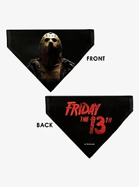 Friday The 13th Jason Pose and Title Black Slip On Collar Pet Bandana - Bandana Only