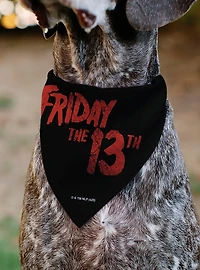 Friday The 13th Jason Pose and Title Black Slip On Collar Pet Bandana - Bandana Only