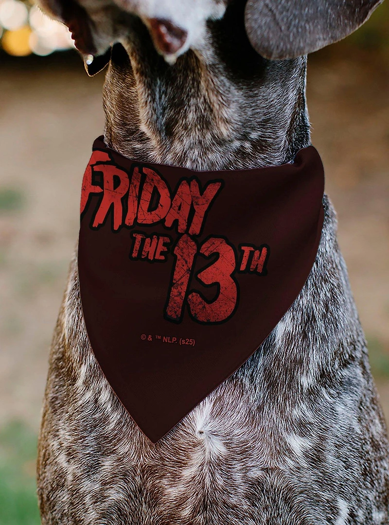 Friday The 13th Jason Hockey Mask Cityscape and Title Slip On Collar Pet Bandana - Bandana Only