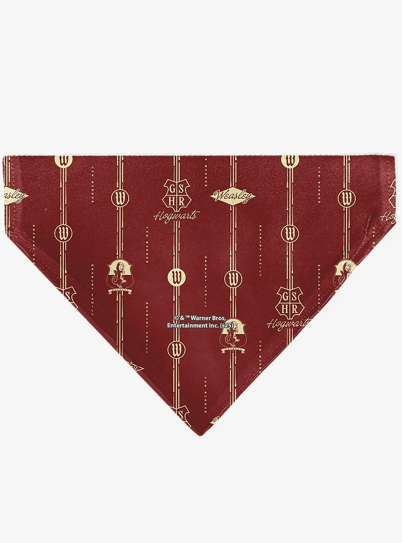Harry Potter Hogwarts Weasley Monogram Slip On Collar Pet Bandana - Bandana Only