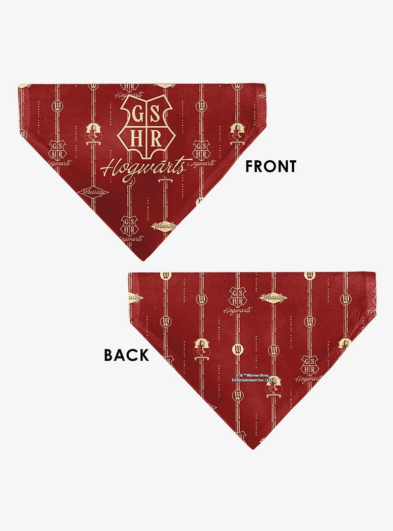 Harry Potter Hogwarts Weasley Monogram Slip On Collar Pet Bandana - Bandana Only