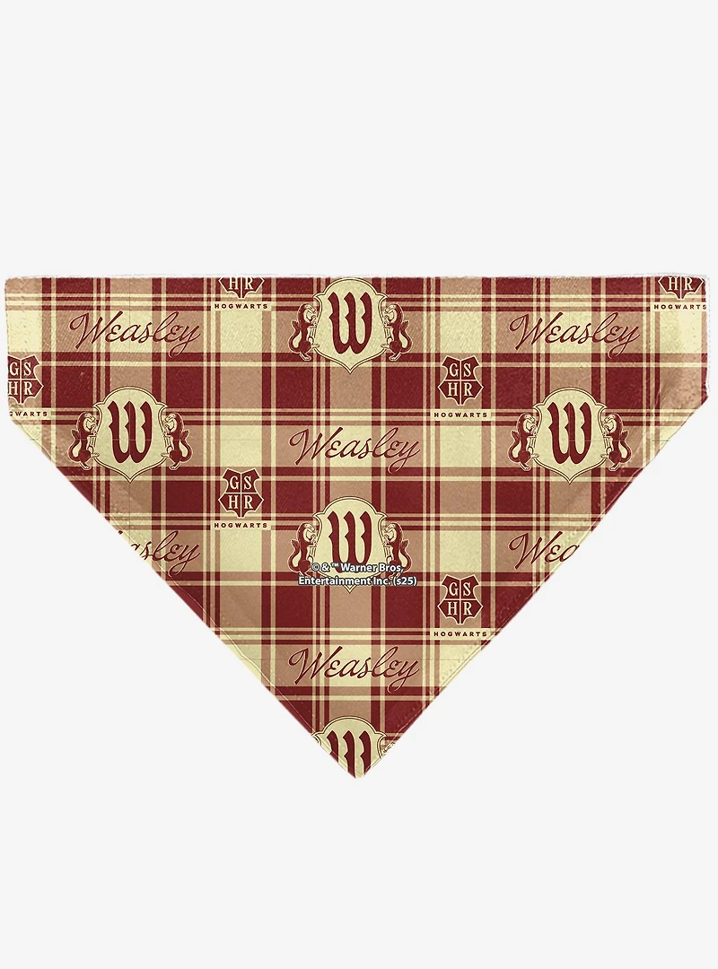 Harry Potter Weasley Family House Crest Plaid Slip On Collar Pet Bandana - Bandana Only