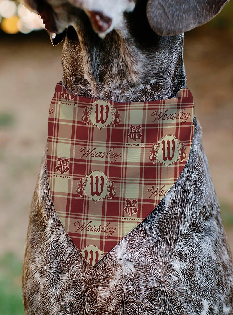 Harry Potter Weasley Family House Crest Plaid Slip On Collar Pet Bandana - Bandana Only