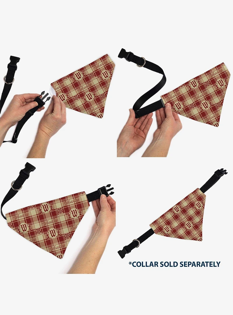 Harry Potter Weasley Family House Crest Plaid Slip On Collar Pet Bandana - Bandana Only