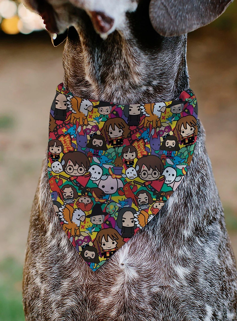 Harry Potter Chibi Charm Characters Stacked Slip On Collar Pet Bandana - Bandana Only