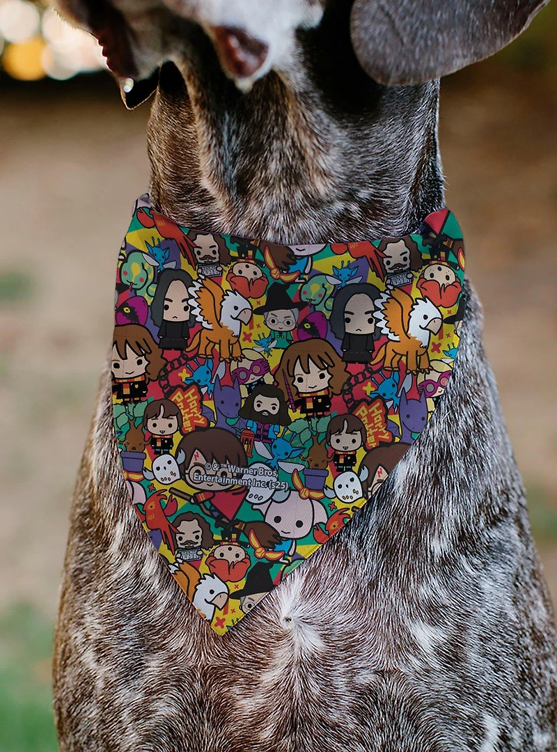 Harry Potter Chibi Charm Characters Stacked Slip On Collar Pet Bandana - Bandana Only