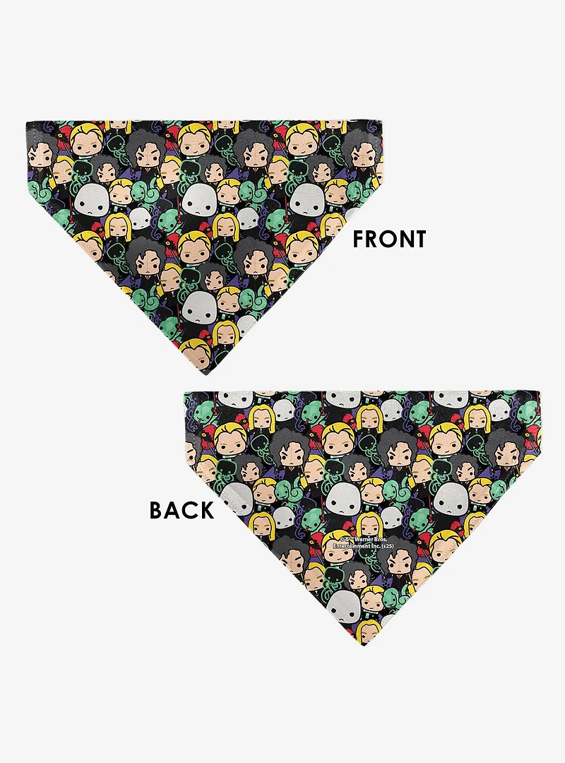 Harry Potter Chibi Charm Dark Arts Characters Stacked Slip On Collar Pet Bandana - Bandana Only