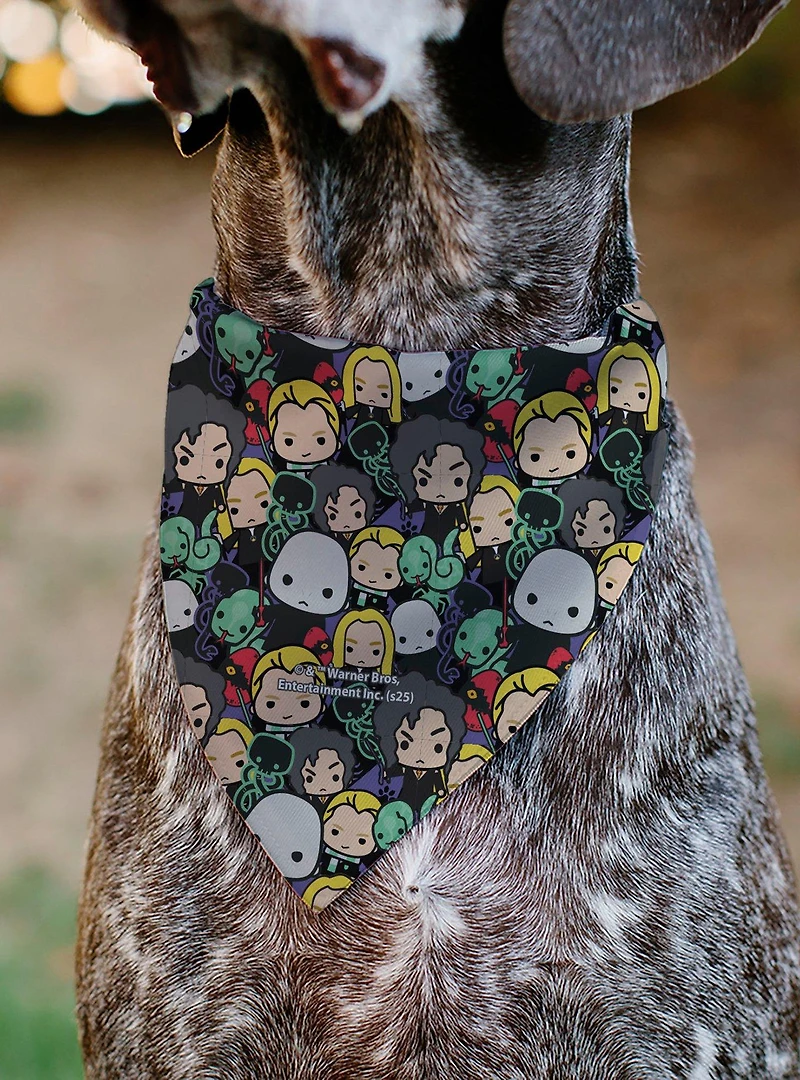 Harry Potter Chibi Charm Dark Arts Characters Stacked Slip On Collar Pet Bandana - Bandana Only