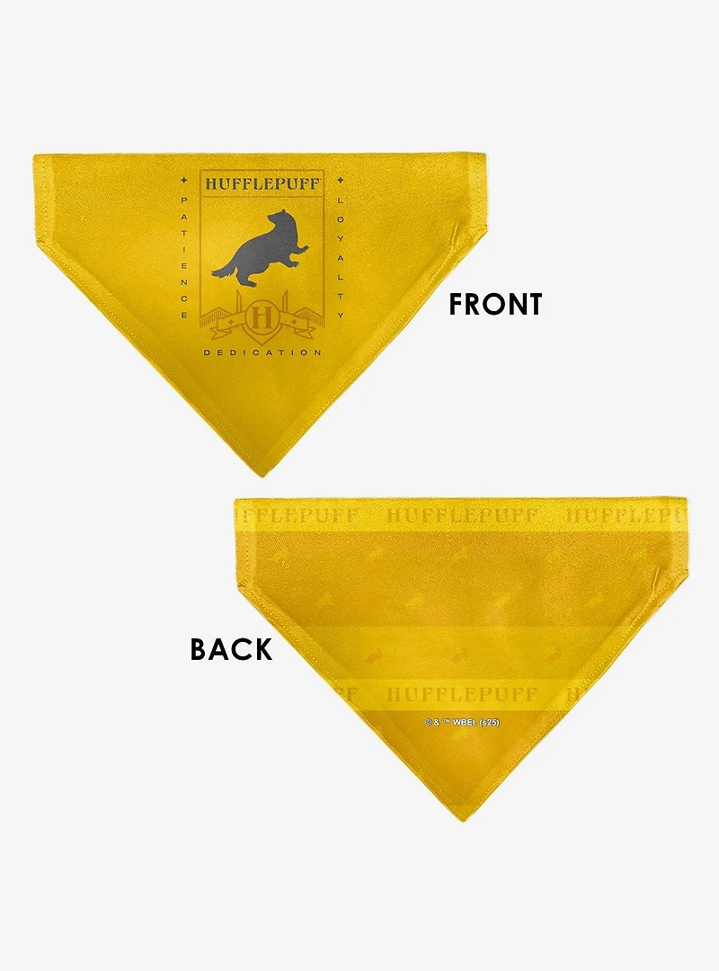Harry Potter Hufflepuff Traits Banner and Icons Slip On Collar Pet Bandana - Bandana Only