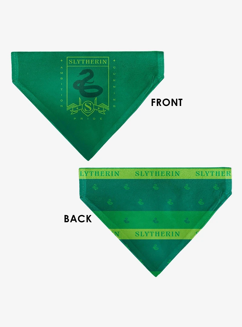 Harry Potter Slytherin Traits Banner and Icons Slip On Collar Pet Bandana - Bandana Only