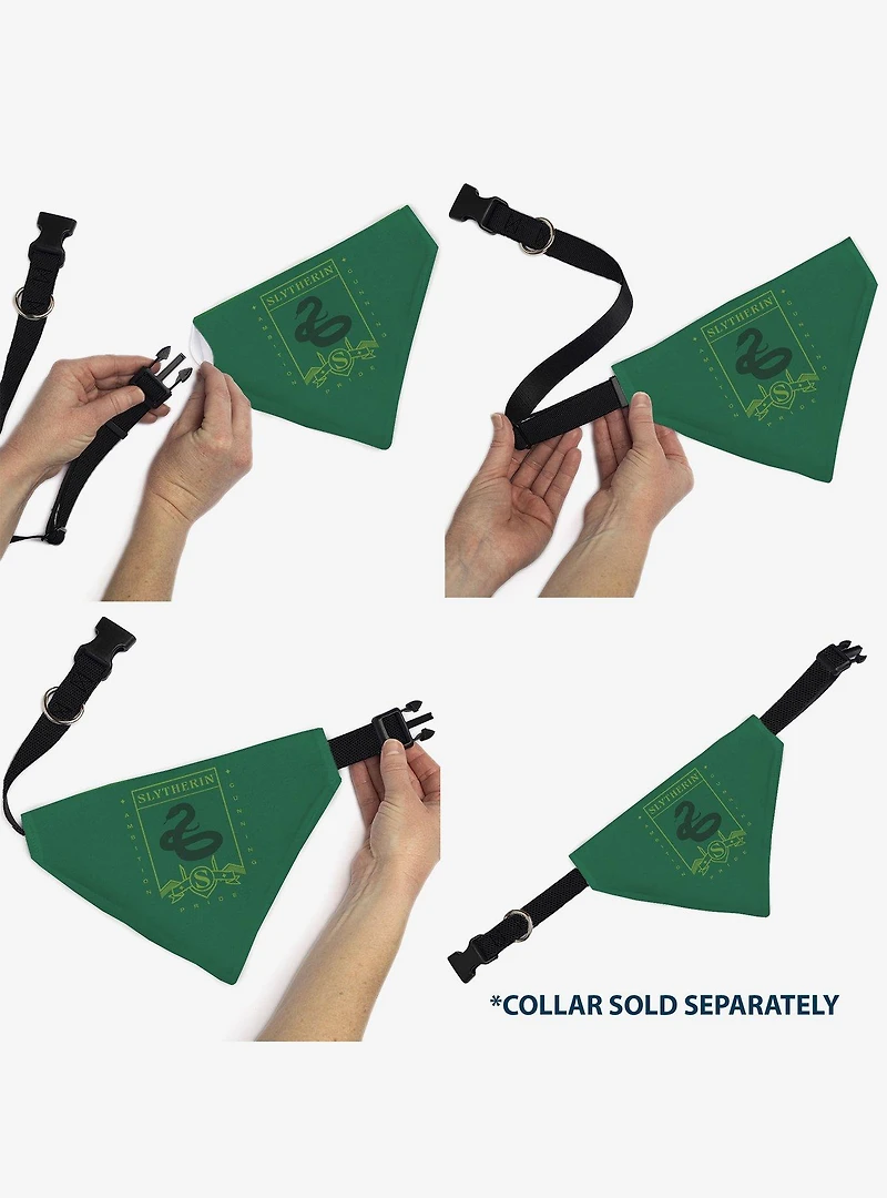 Harry Potter Slytherin Traits Banner and Icons Slip On Collar Pet Bandana - Bandana Only