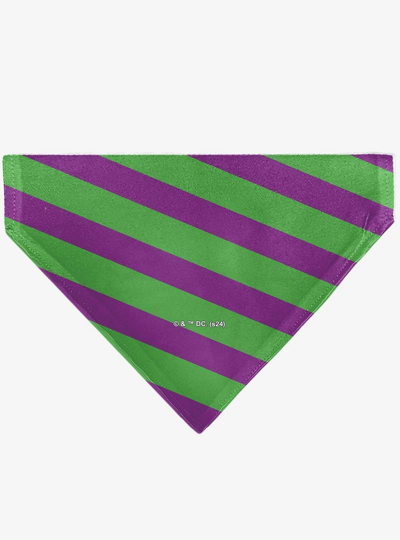 DC Comics The Joker Title and Stripe Purple Slip On Collar Pet Bandana - Bandana Only