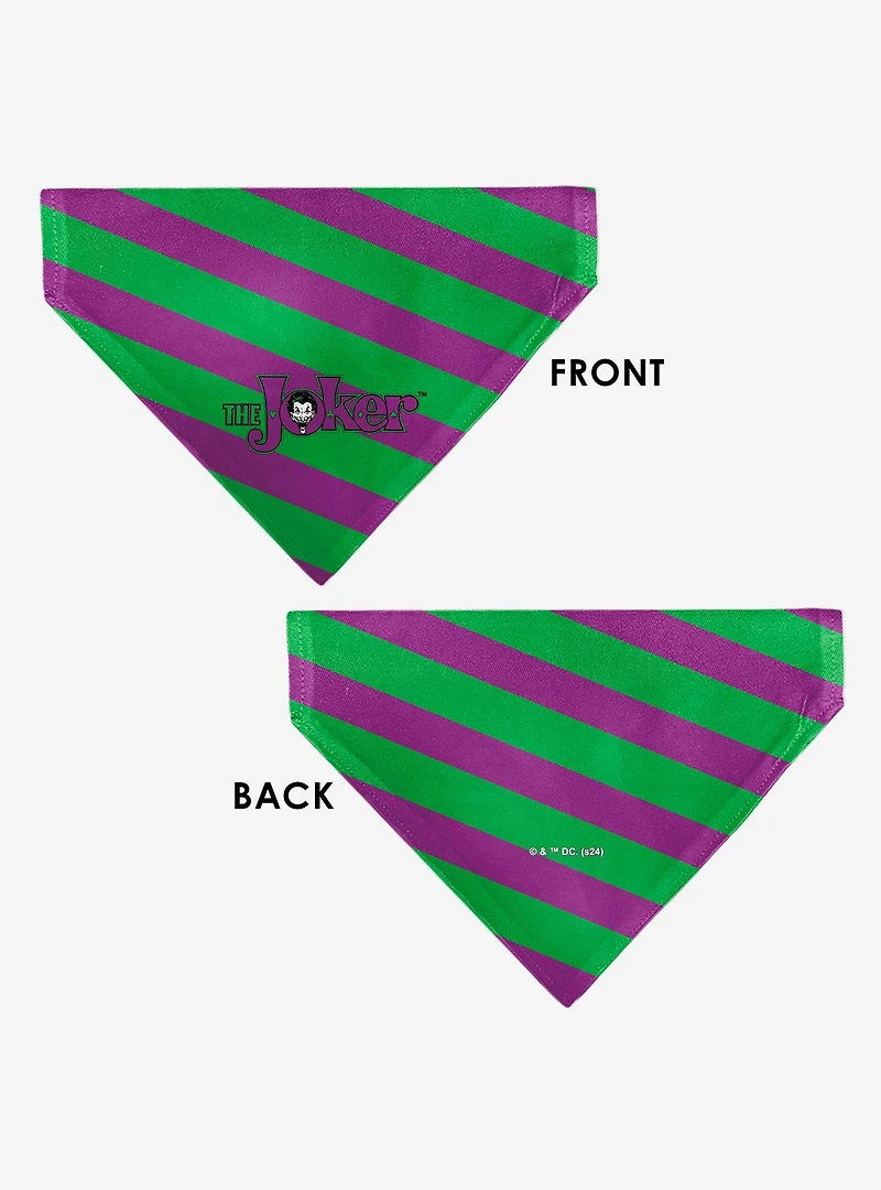 DC Comics The Joker Title and Stripe Purple Slip On Collar Pet Bandana - Bandana Only