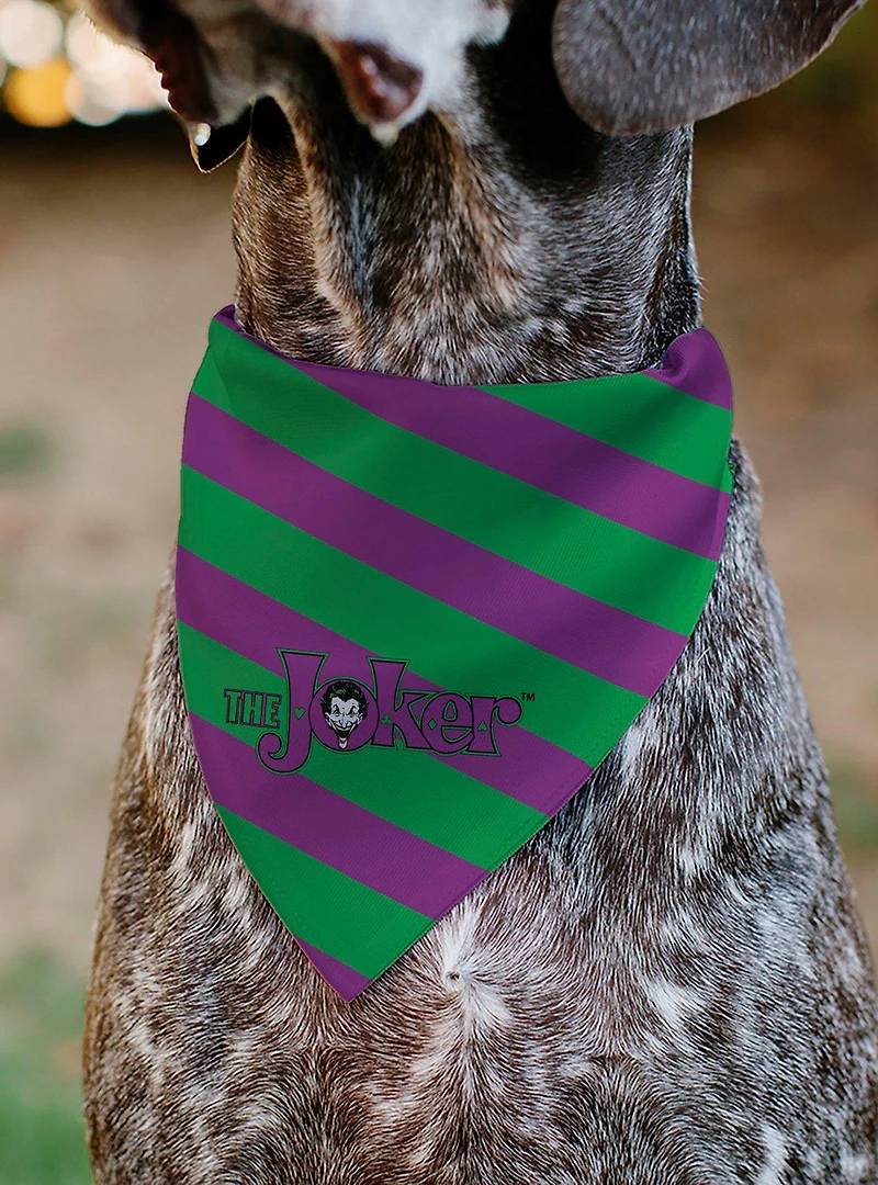 DC Comics The Joker Title and Stripe Purple Slip On Collar Pet Bandana - Bandana Only