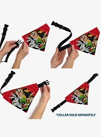 Looney Tunes Five Character Target Close Up Pose Slip On Collar Pet Bandana - Bandana Only