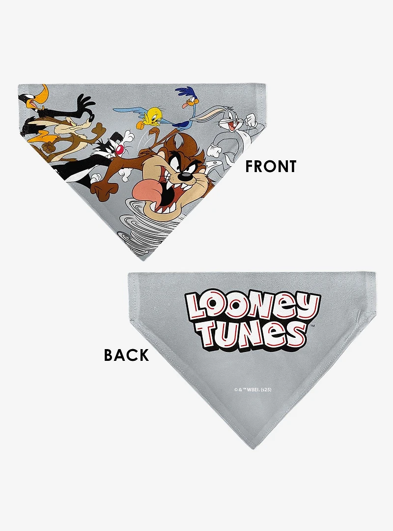 Looney Tunes Seven Character Running Pose Slip On Collar Pet Bandana - Bandana Only