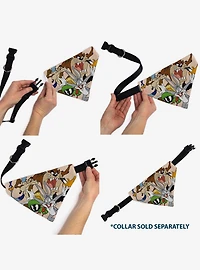 Looney Tunes Six Character Stack Pose Slip On Collar Pet Bandana - Bandana Only