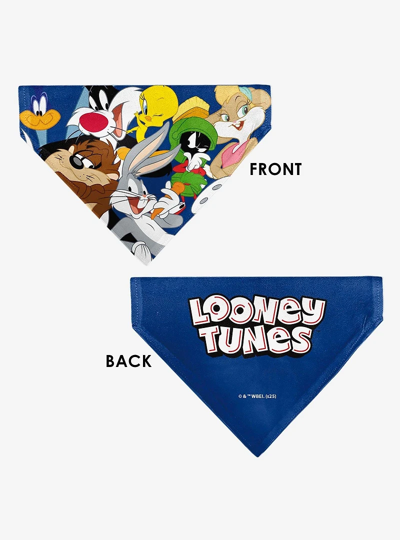 Looney Tunes Seven Character Stack Pose Slip On Collar Pet Bandana - Bandana Only