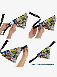 Looney Tunes Seven Character Stack Pose Slip On Collar Pet Bandana - Bandana Only