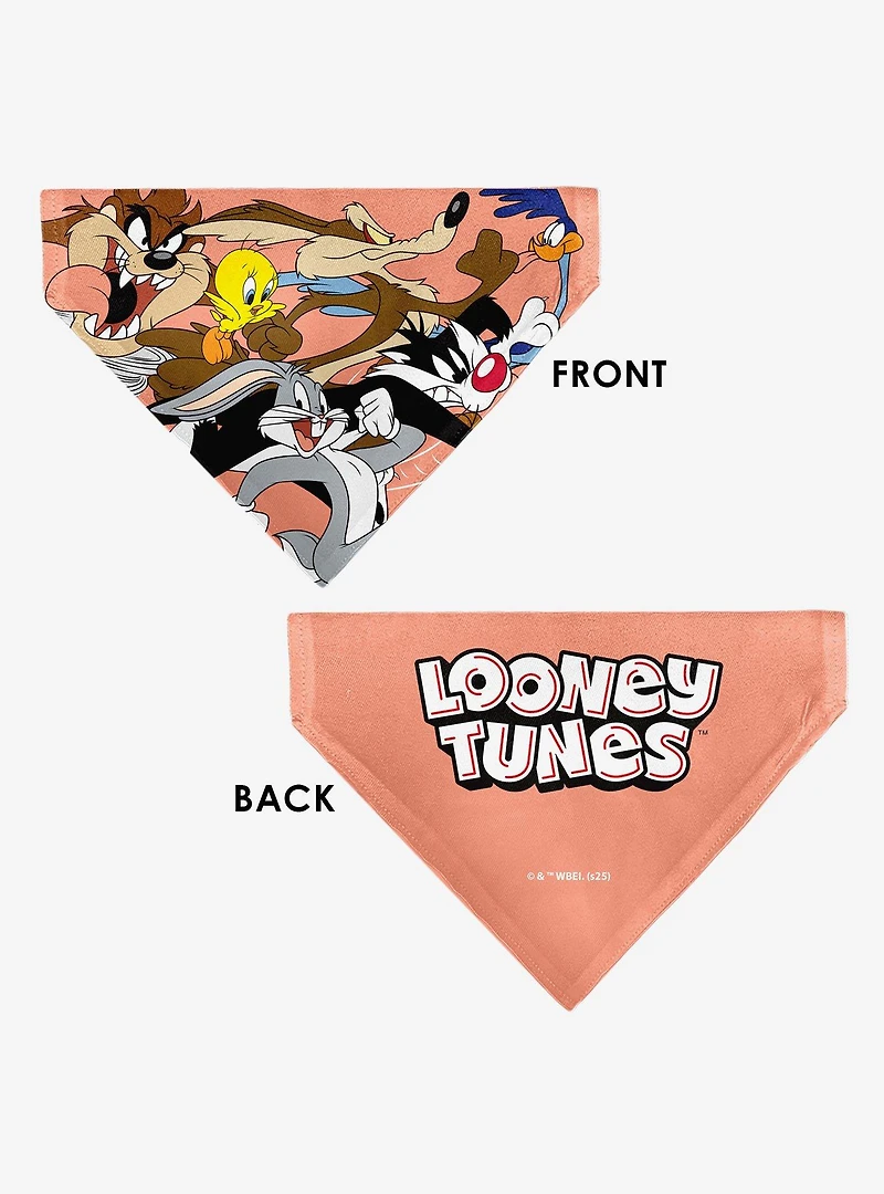 Looney Tunes Six Character Running Pose Slip On Collar Pet Bandana - Bandana Only