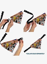 Looney Tunes Six Character Running Pose Slip On Collar Pet Bandana - Bandana Only