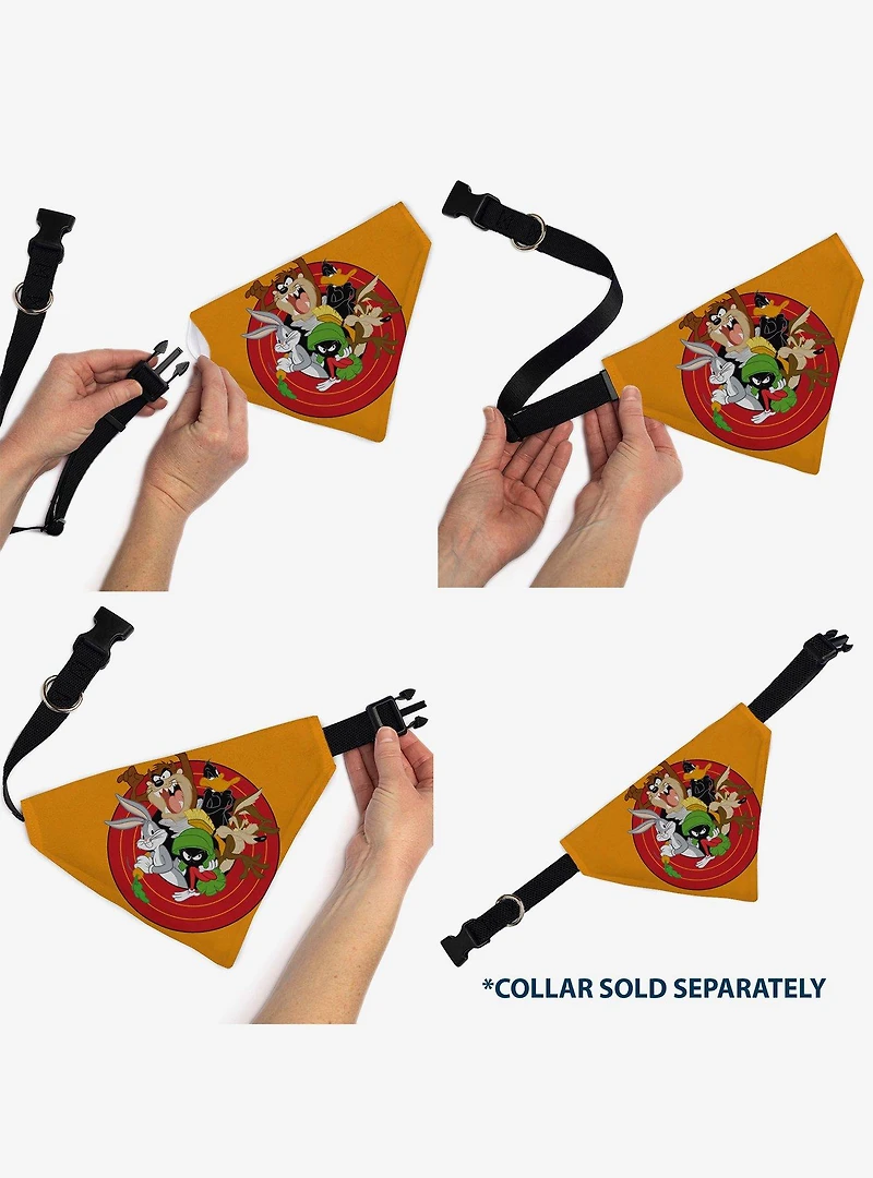 Looney Tunes Five Character Target Pose Slip On Collar Pet Bandana - Bandana Only