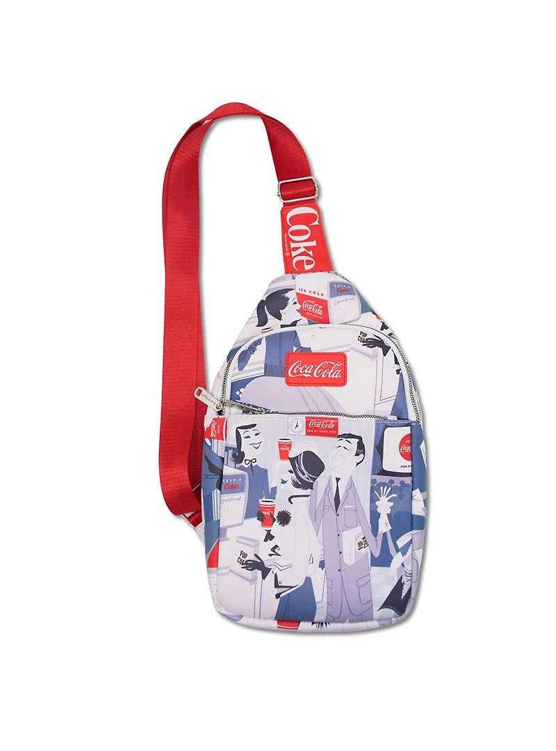Coca-Cola Vintage Ad Scenes Crossbody Sling Bag