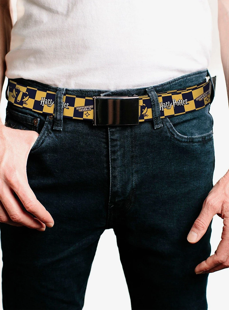 Harry Potter Hufflepuff Icons Checker Clamp Buckle Belt