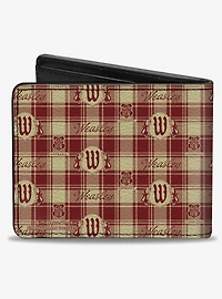 Harry Potter Weasley Family House Crest Plaid Beige Bifold Wallet