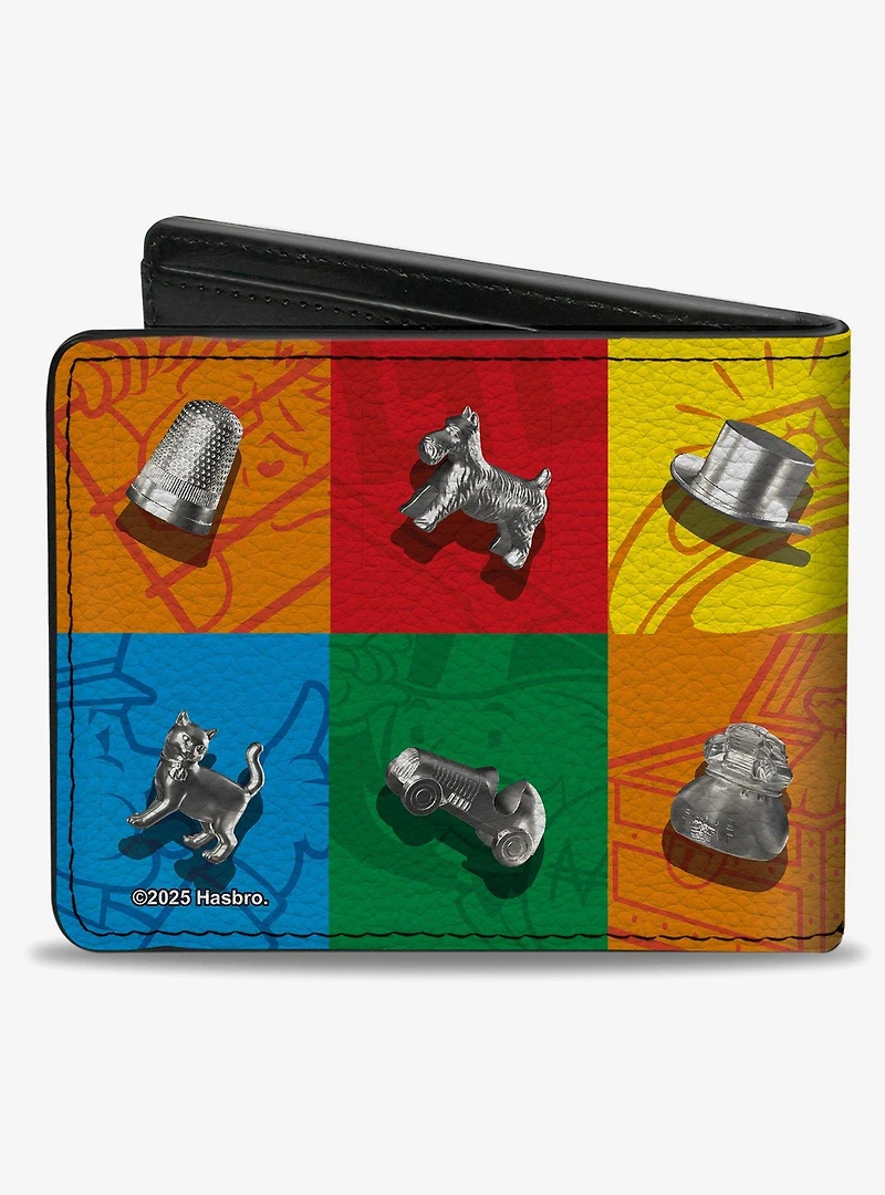 Monopoly Game Token Blocks Multi Silver Bifold Wallet