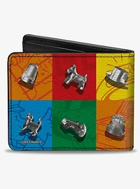 Monopoly Game Token Blocks Multi Silver Bifold Wallet