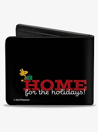 Peanuts Snoopy Dog House Pose Home For the Holidays Black Bifold Wallet