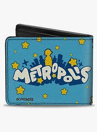 DC Comics Supergirl Pop Pose Metropolis Skyline Blues Yellow Bifold Wallet