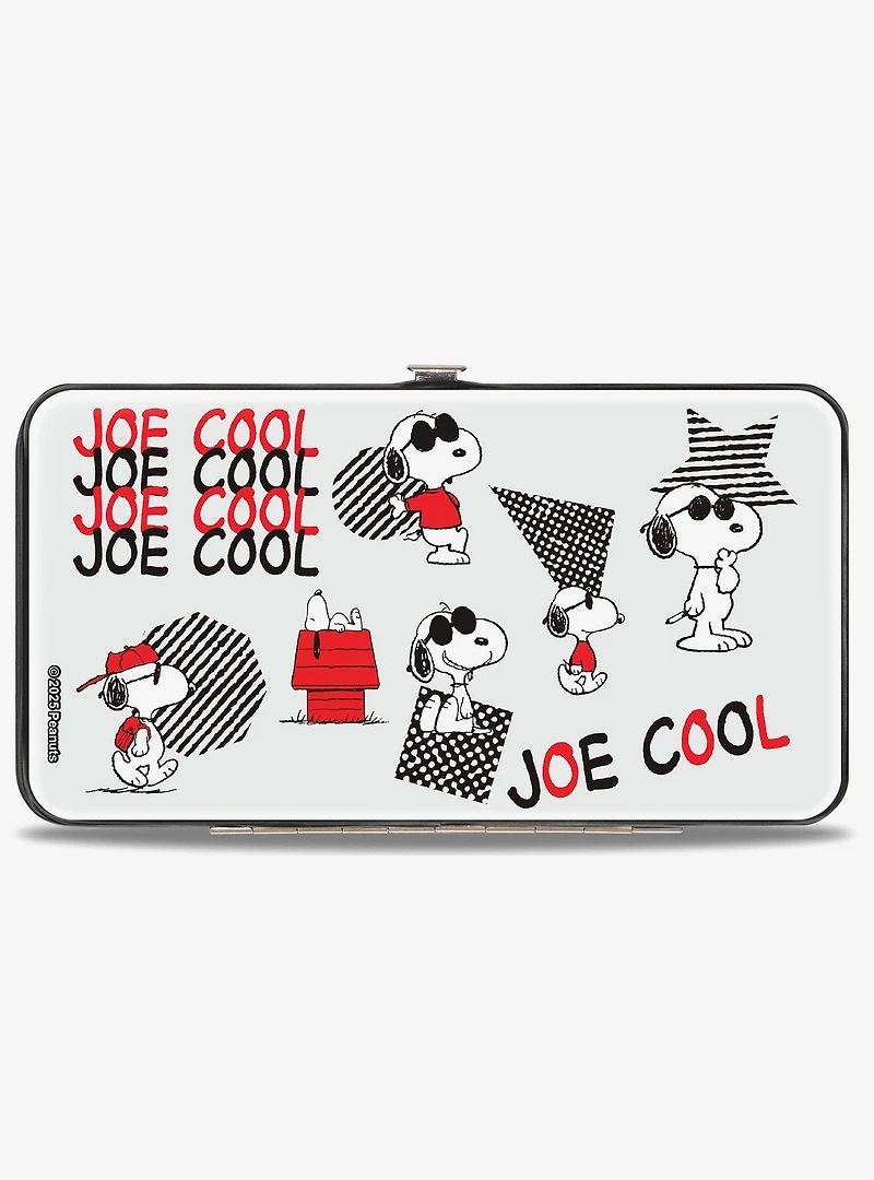 Peanuts Joe Cool Snoopy Poses and Text Hinged Wallet