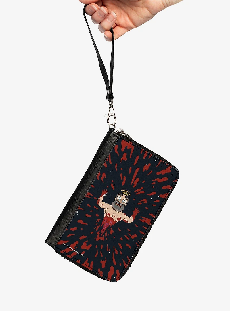Rick and Morty Tickets Please Guy Explosion Scene Zip Around Wallet