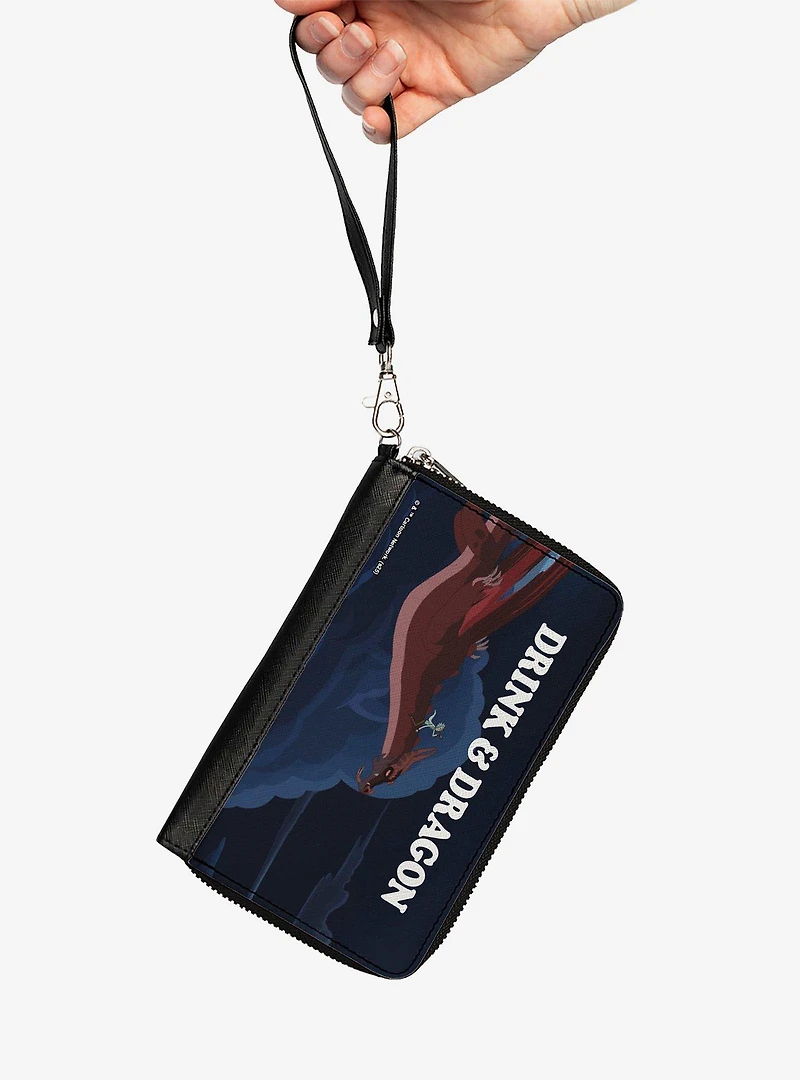 Rick and Balthromaw Drink and Dragon Flying Scene Blues Zip Around Wallet