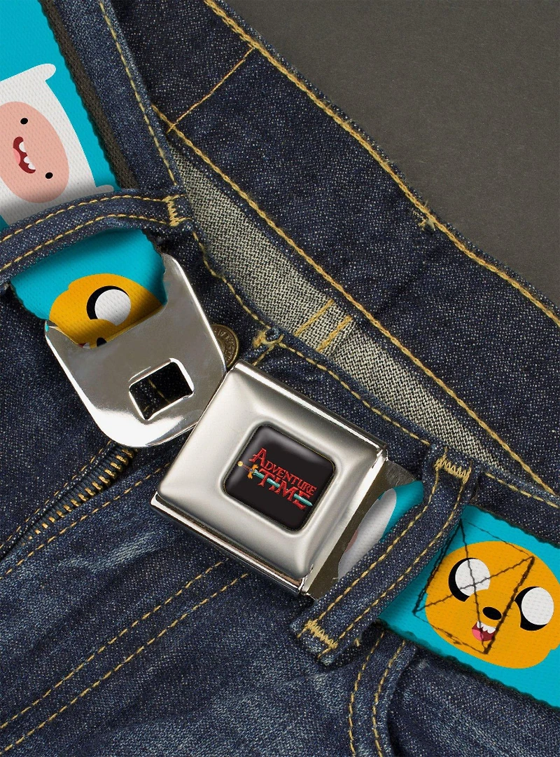 Adventure Time Finn and Jake Faces Youth Seatbelt Buckle Belt
