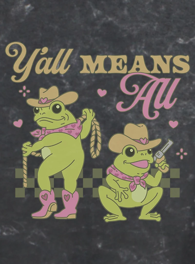 Y?all Means All Western Frogs Pride Womens Mineral Wash Crop T-Shirt BoxLunch Exclusive