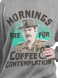 Stranger Things Hopper Coffee Morning Womens Oversized Sweatshirt