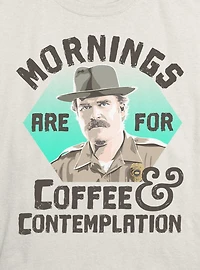 Stranger Things Hopper Coffee Morning Womens Skimmer Tee