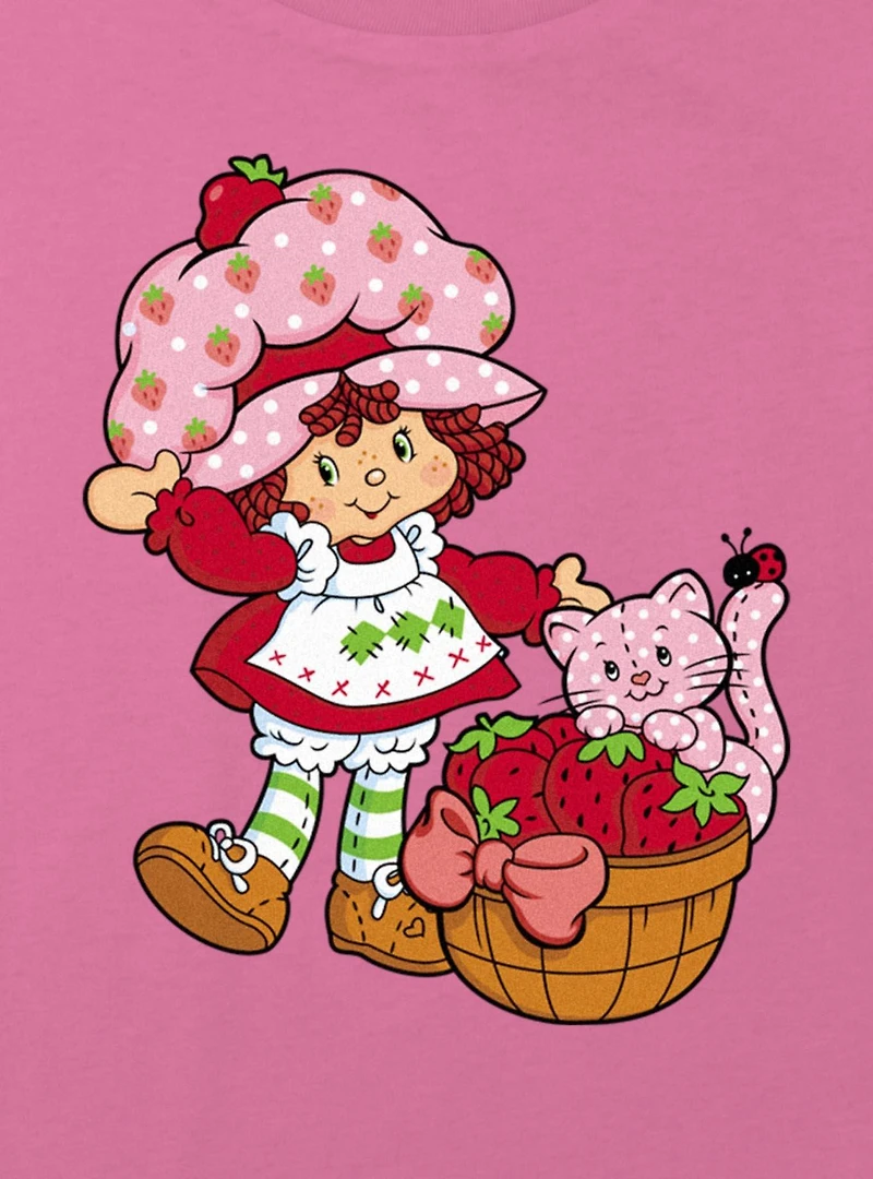 Strawberry Shortcake Custard Basket Youth Girls Boxy Crop T-Shirt