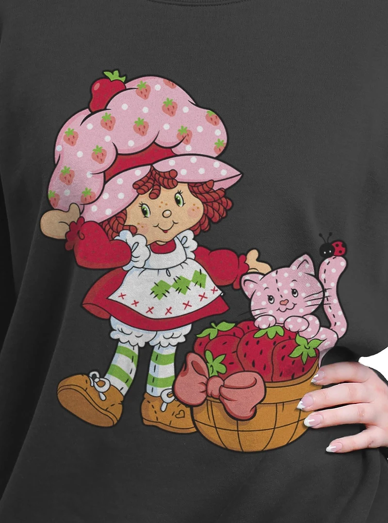 Strawberry Shortcake Custard Basket Womens Oversized Sweatshirt