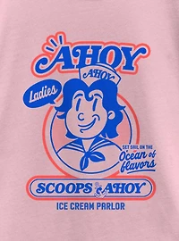 Stranger Things Retro Ahoy Badge Youth Girls T-Shirt