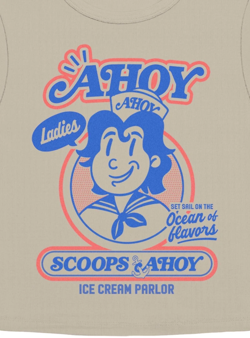 Stranger Things Retro Ahoy Badge Womens Baby Tee