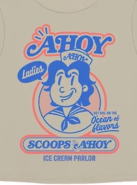 Stranger Things Retro Ahoy Badge Womens Baby Tee